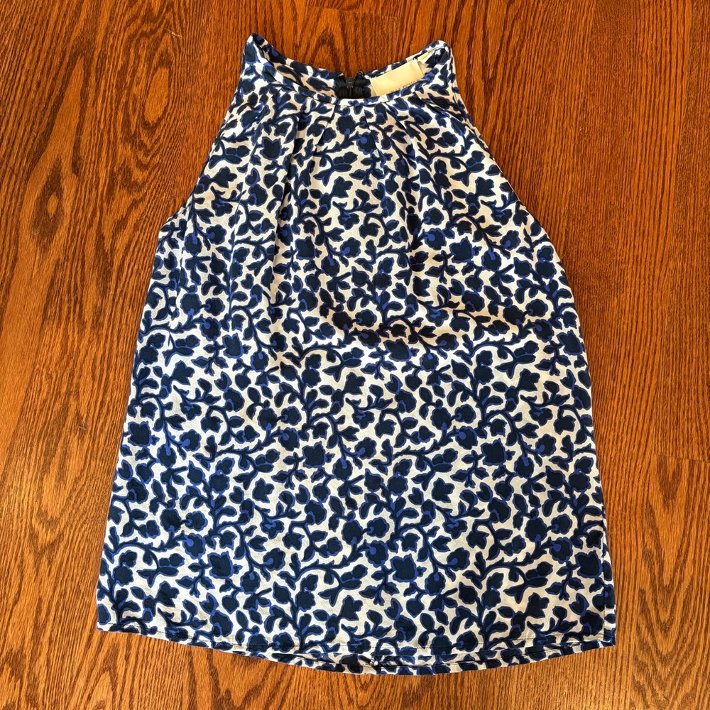 XS Blue and White 100% Silk Top Cynthia Rowley - office | casual | spring
